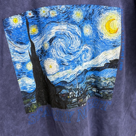 Vincent Van Gogh Starry Night Blue T-Shirt Size Large Unisex - Picture 3 of 4
